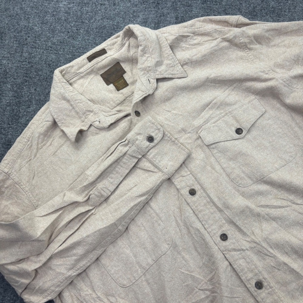 VTG St Johns Bay Flannel Shirt XXL Beige Cotton Long Sleeve Button Up‎ Men's